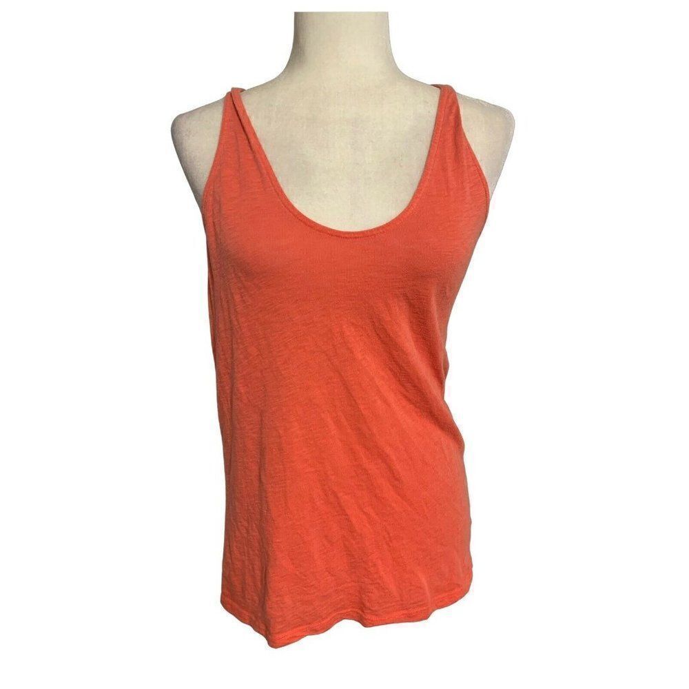 stateside womens solid orange scoop neck Twist Back tank top xs